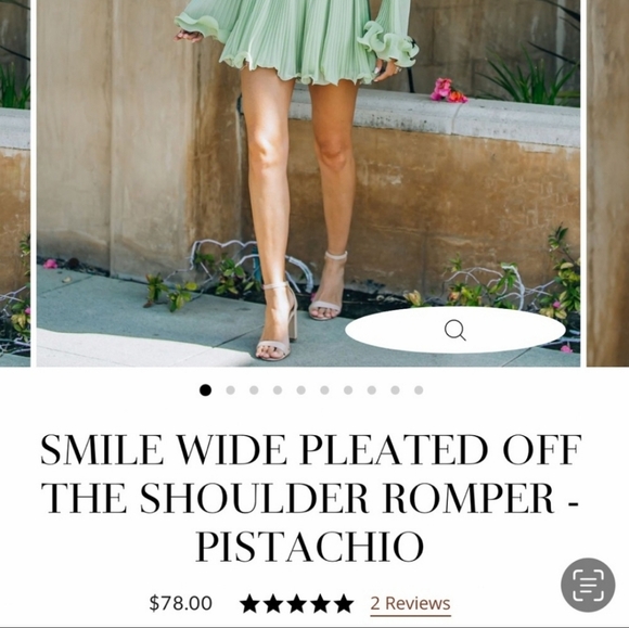 Vici smile wide pleated off shoulder romper - Picture 7 of 10